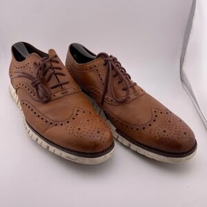 Cole Haan ZeroGrand Wingtip Oxford Dress Shoes Brown Leather Brogue‎ 11.5M Work